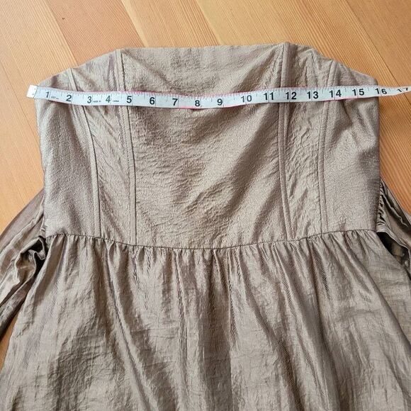 Twelfth Street by Cynthia Vincent bronze gold metallic dress strapless corset mi - Picture 8 of 14